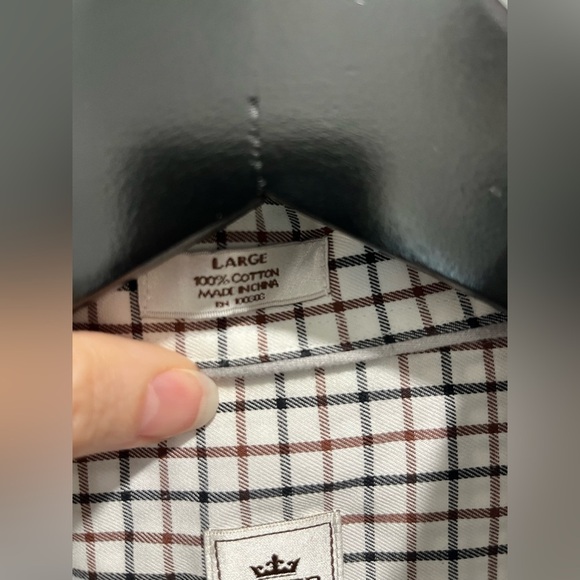 Peter Millar Nanoluxe Easycare black and brown check Button Down Shirt Large - Picture 8 of 9